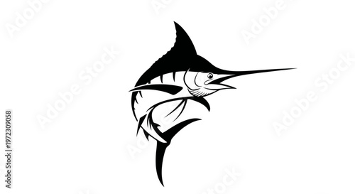 Black Marlin Silhouette Jumping