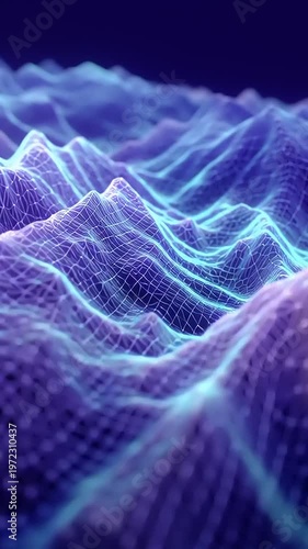 Digital Waveform Landscape with Neon Grid.