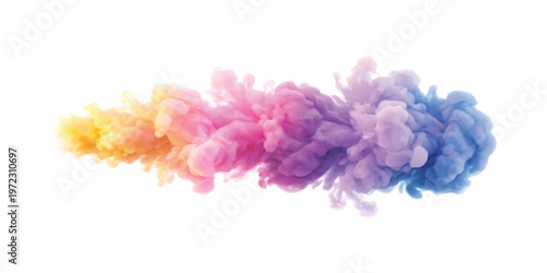 Abstract colorful ink cloud explosion isolated on white background vibrant liquid smoke gradient vector illustration for design