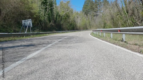POV driving on a narrow countryside road near Rocchetta a Volturno, Italy