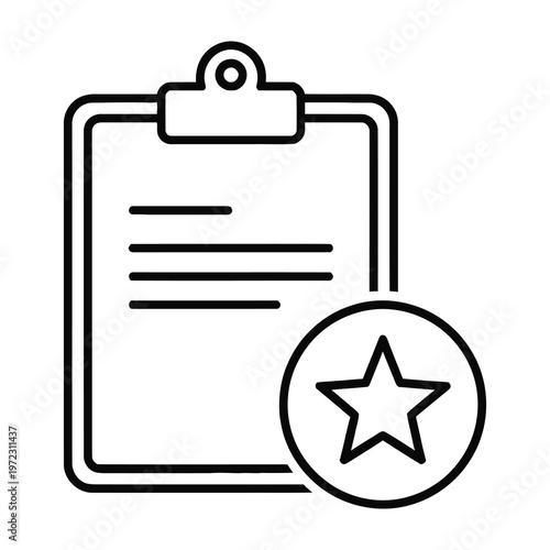 Clipboard with star rating symbol
