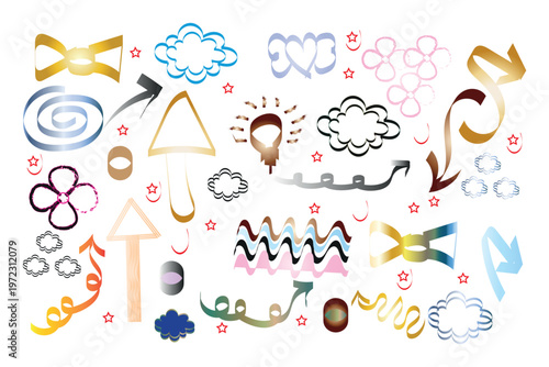 Abstract doodle art collection a colorful and whimsical arrangement of shapes