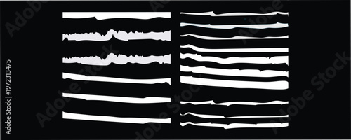 Set collection of torn, ripped pieces of gradient color paper. Beautiful ripped paper strips edge. Eps Vector illustration file 10. 