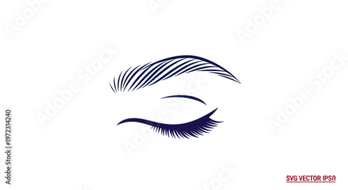 Elegant Closed Eye with Eyelashes and Eyebrow Vector Illustration