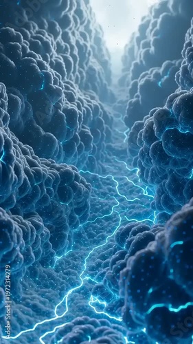 Electric Storm Clouds with Lightning Flashes.