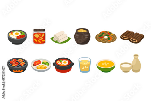 Korean Food Icons Collection