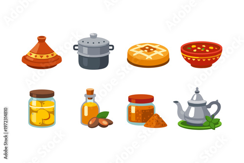 Moroccan Food And Drink Icons