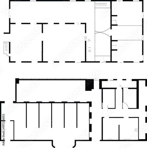 Architectural floor plan layout, residential building blueprint, top view interior rooms arrangement, technical drawing design – vector illustration