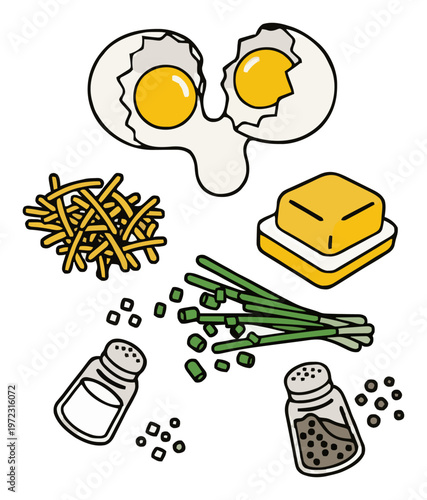 Minimalist cheese omelet line art icon. Generative AI