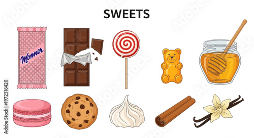 Collection of Sweet Treats and Confectionery Items.