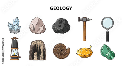 Collection of Geology Tools and Specimens for Scientific Study.