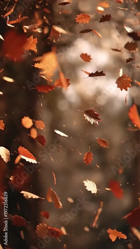 Falling Autumn Leaves in the Air.