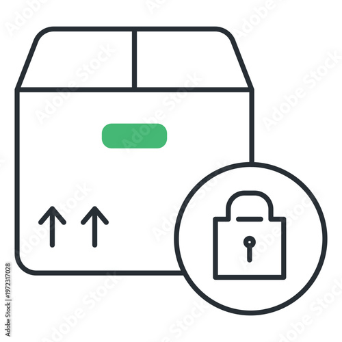 Secure Locked Delivery Icon. Lock, Security, Package Symbol. Illustration for Safe Delivery Concept.
