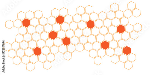abstract outline orange honeycomb pattern can be used background.