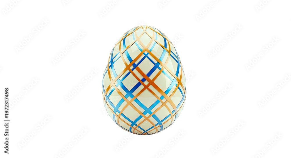 Obraz premium Easter Egg with Blue and Orange Diamond Pattern