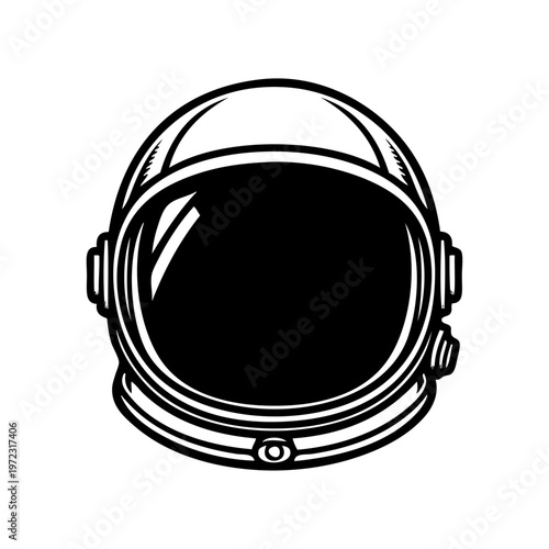 Logo exploración del espacio. Dibujo sencillo con líneas de un casco de astronauta vintage 
