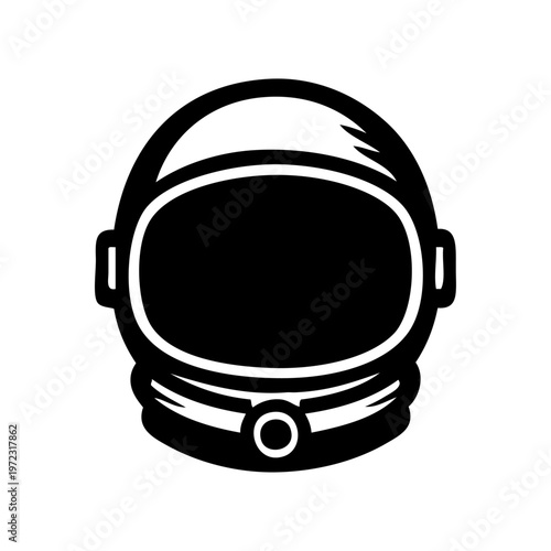 Logo exploración del espacio. Dibujo sencillo con líneas de un casco de astronauta vintage 