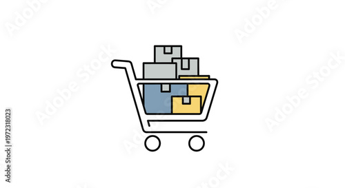Shopping Cart with Colorful Items.