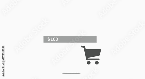 Shopping cart with dollar amount.