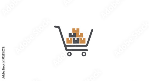 Shopping cart with product boxes.
