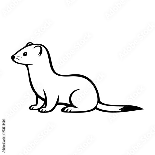 Logotipo con dibujo sencillo con líneas de una comadreja o armiño de perfil