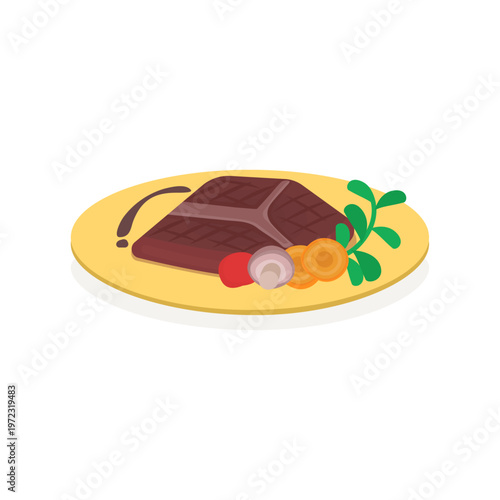 Grilled Beef Steak with Vegetables on Plate