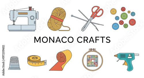 Fotografi Collection of Sewing and Crafting Supplies and Tools.