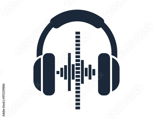 Headphones with audio equalizer silhouette a modern icon for music and sound technology