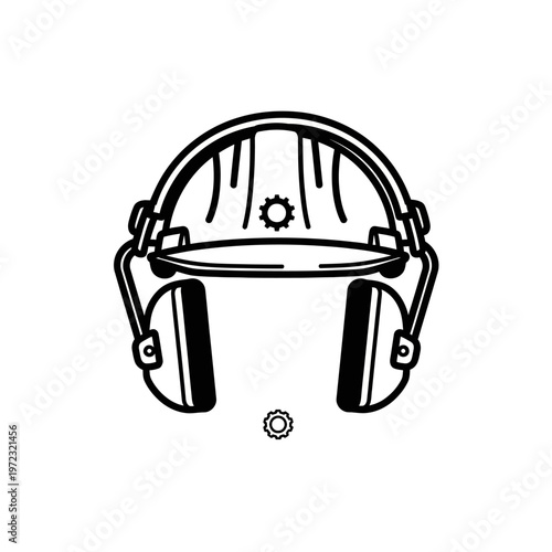 Black and white safety ear protectors.