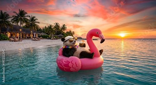 Panda beach, sea, sand, palm, tropical, ocean, summer, island, travel, 