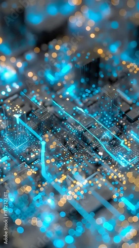 Futuristic Circuit Board with Blue Lights 1.