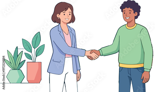 Business team shaking hands in modern corporate office