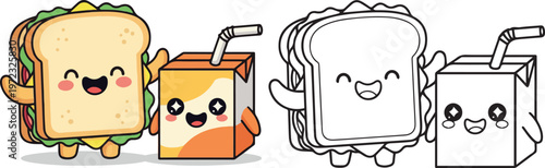 tiffin lunch box doodle school cartoon vector illustration of children learning kid color book