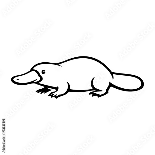 Logotipo con dibujo sencillo con líneas de un ornitorrinco de perfil