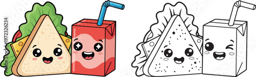 tiffin lunch box doodle school cartoon vector illustration of children learning kid color book