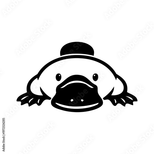 Logotipo con dibujo sencillo con líneas de un ornitorrinco de frente 