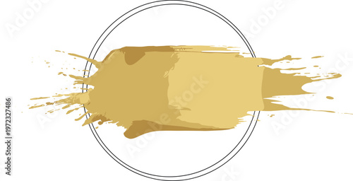 Golden mustard paint splash isolated on white background with dynamic motion effect