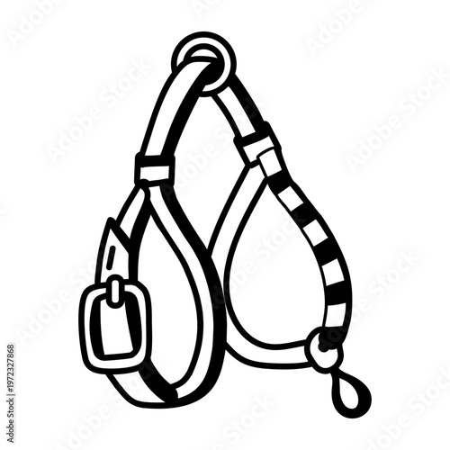 A glyph style icon showing a dog harness  
