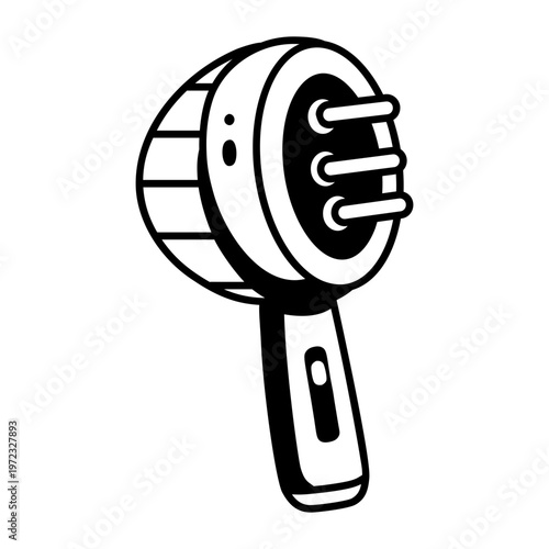 A glyph style icon depicting a flea comb  