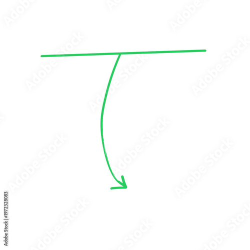 Schilderij op canvas Green straight line with curved arrow beneath