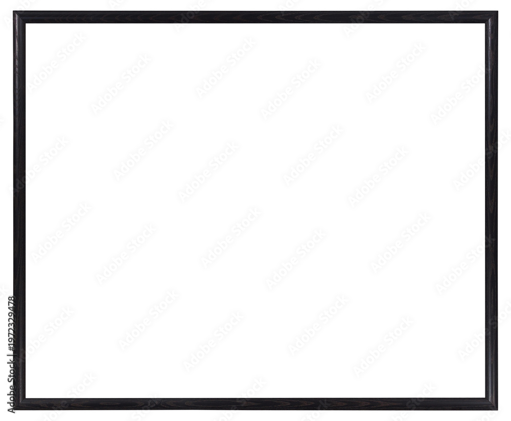 Obraz premium Narrow black picture frame on transparent background, in PNG format.