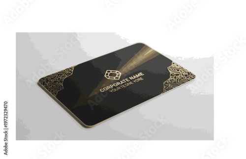 Stylish Luxury Business Card Template, Matte Black Gold Foil Vector, Modern Minimalist Corporate Identity Design