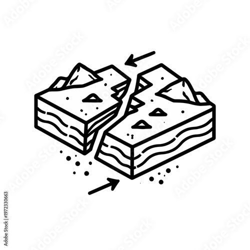 Illustration of diverging tectonic plates creating a rift valley, a geological icon for earth science
