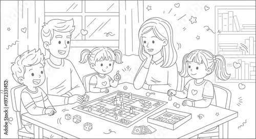 Happy Family Playing Board Game Together Indoors
