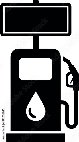 Gasoline pump with fuel drop icon signifying empty tank and lack of resources for vehicles and transportation needs.