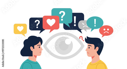 People communicating with speech bubbles.