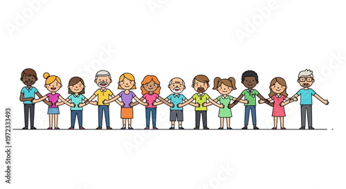 Diverse group of people holding hands together.