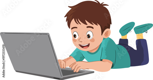 young boy with laptop