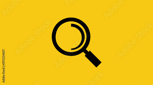 Magnifying Glass Icon on Yellow Background for Search.