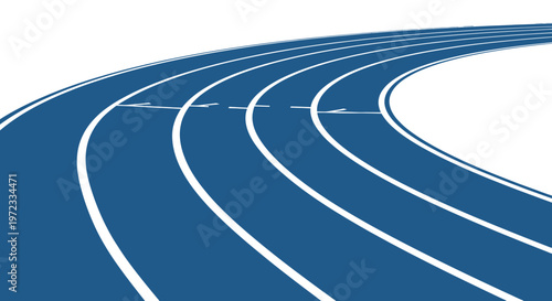 Blue Running Track with White Lines, Sports Competition Path, Athletic Stadium